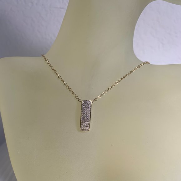 NWOT Gold Tone Pave CZ Pendant + Chain - Picture 5 of 7